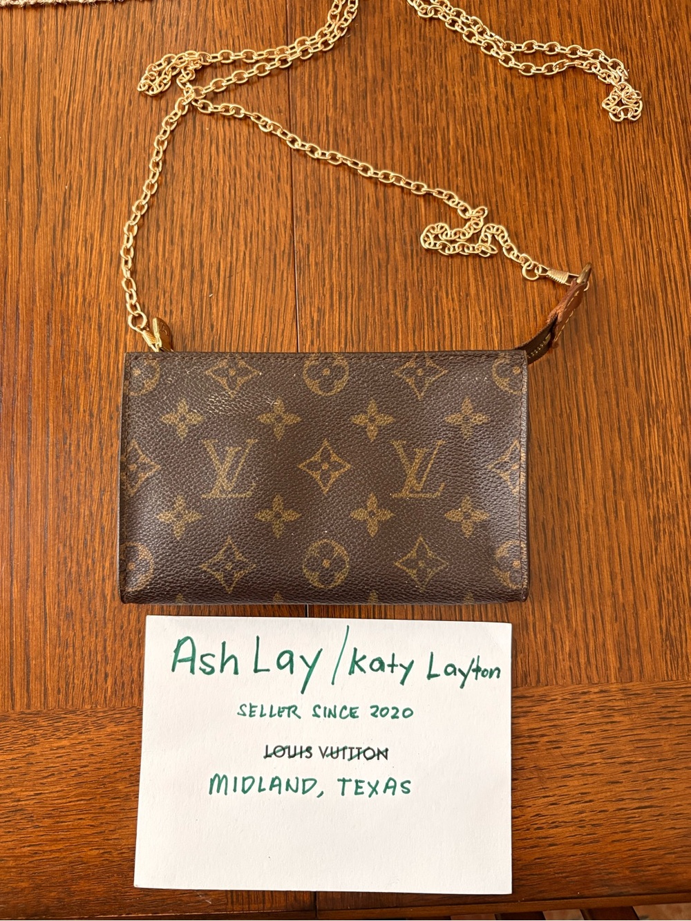 Louis Vuitton Brown Monogram Crossbody with generic chain